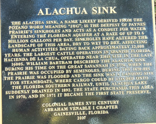 Alachua Sink sign