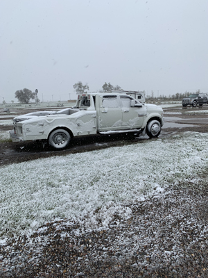 snow on truck