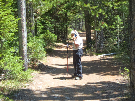 Debby on
        phone and trail