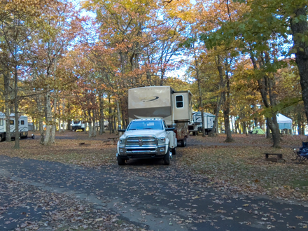 Truck and trailer in big meadow camp ground