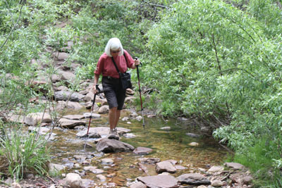 Debby crossing Stones